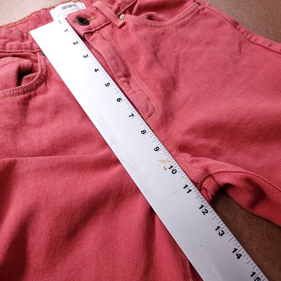 Cotton-On Jeans Womens 2 Red Wide Leg Raw Hem Casual Trendy Streetwear Boho Y2K - Picture 6 of 13
